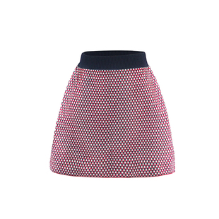 MMENGJA」万针刺绣 针织弹力半身裙女撞色简约百搭短裙包臀A字裙