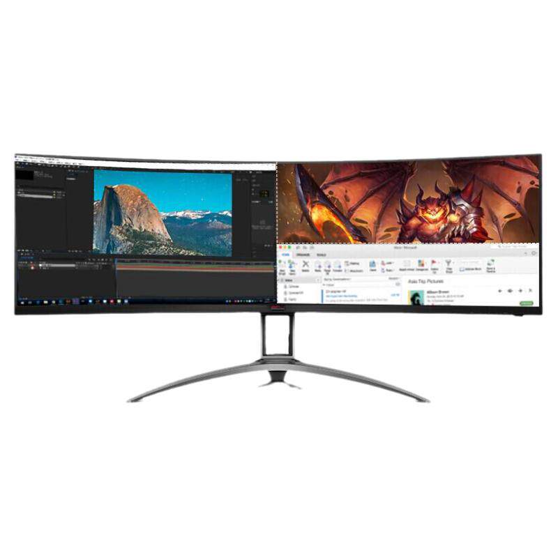 AOC显示器165Hz爱攻49英寸1ms HDR400 32:9曲面带鱼屏AG493UCX2
