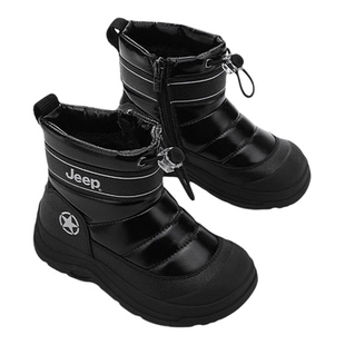 JEEP儿童雪地靴女童鞋子加绒宝宝棉鞋男童靴子大棉鞋2025冬季新款