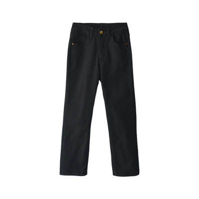 韩版简约棉弹小直筒八分裤女