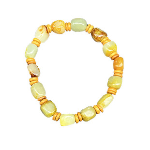 特价款和田玉原石手链黄沁玉搭配橄榄隔片手串男女款实物一物一图