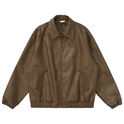 宽松BF简约刺绣机车皮夹克个性男