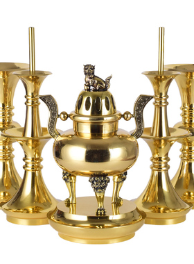 纯铜寺庙祠堂香炉花瓶烛台佛具