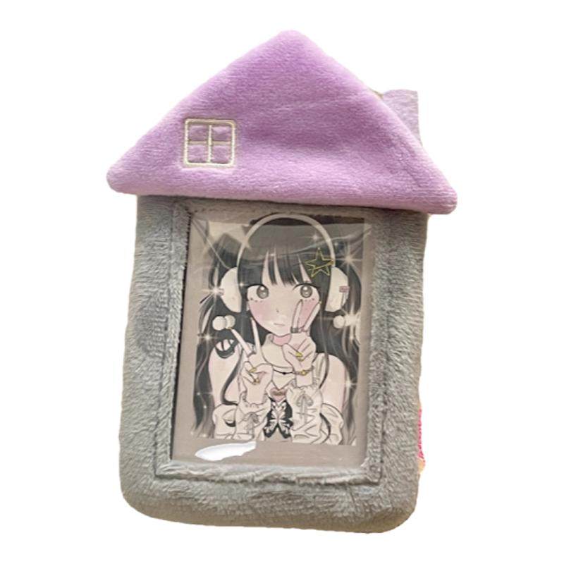 少女玩心原创小房子毛绒卡套校园饭卡拍立得追星专辑小卡收纳挂件