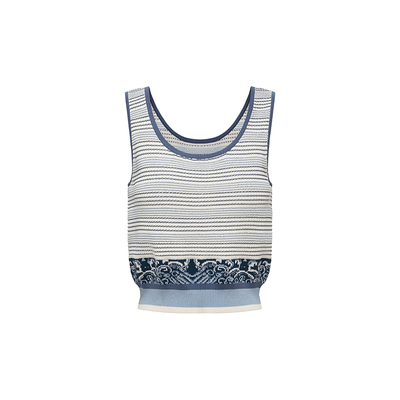 HUI卉浪蕊浮花图镂空针织小背心