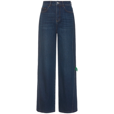 宝姿PORTSPURE女装舒适淡人风阔腿牛仔裤