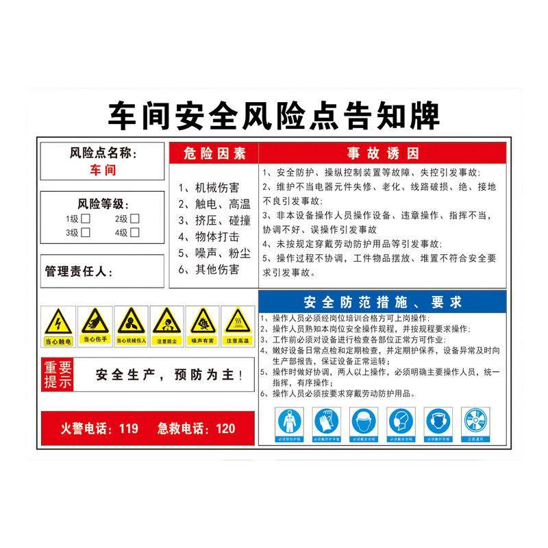 风险点安全标识阻燃PVC车间仓库