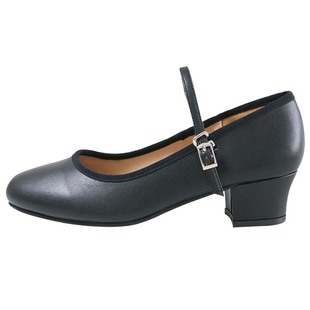 陈婷舞蹈鞋带跟舞蹈考级黑跟鞋民族民间鞋新疆黑色皮舞鞋教师鞋子