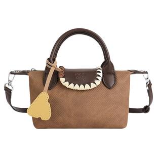 稻草人可可色系小众饺子包2026新款百搭撞色单肩手提包可爱斜挎包