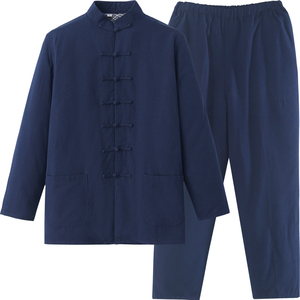 加厚棉花棉袄棉裤套装男唐装棉服