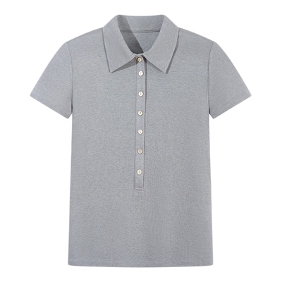 纽扣醋酯短袖2025年秋季柔软多色