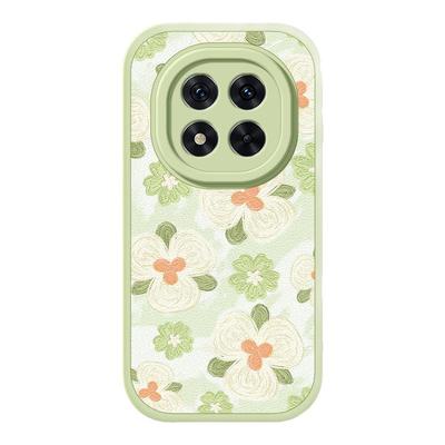 米白绿花适用红米note14手机壳note13pro+小羊皮12小米redmi11Tpro新款turbo3/10/9/8/7卡通可爱挂绳女款