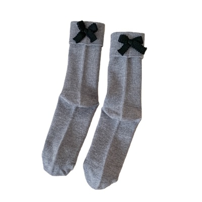 蝴蝶结暖绒袜子女中筒袜