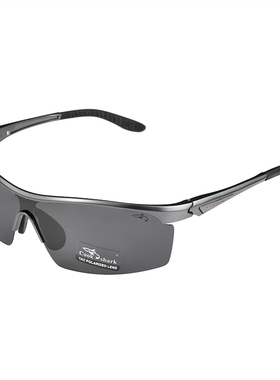 库克鲨鱼偏光墨镜方形太阳镜男