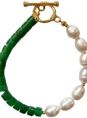 UNI优霓原创翡翠珍珠手链女夏ins小众设计高级感