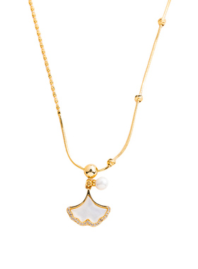 法式复古银杏叶珍珠项链