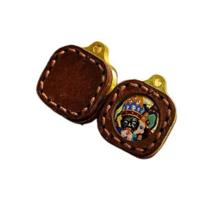 擦擦迷你皮壳纯手绘小唐卡佛吊坠五路财神扎基拉姆文殊五爷绿度母