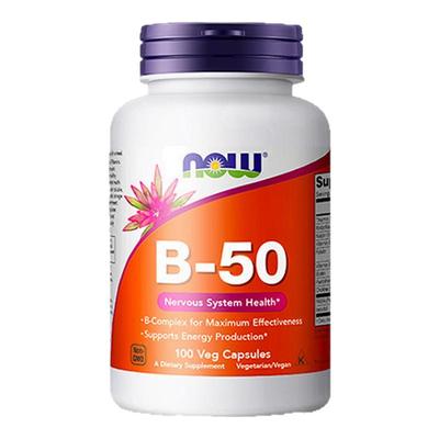 美国进口NOW诺奥复合维生素B族B50胶囊B1B2B6b12VB成人50mg100粒