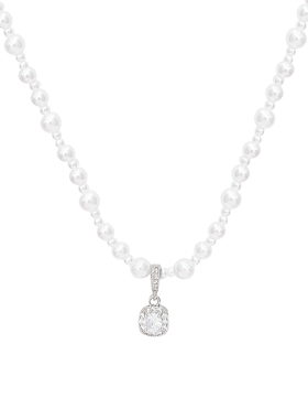 「美神降临」轻奢气质方糖白钻珍珠项链生日礼物高级感锁骨链女