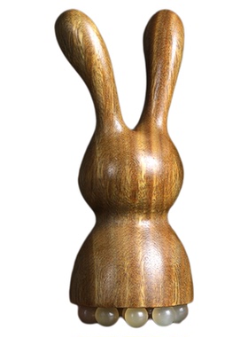 天然绿檀羊角兔子面部按摩器