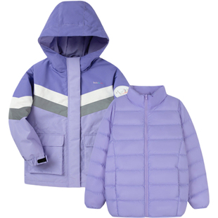 巴拉巴拉女童羽绒服中大童加厚三合一冬季新款童装儿童中长外套潮