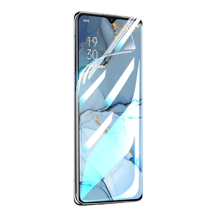 适用opporeno3pro水凝膜reno3元气版5g手机钢化膜opporen03por软膜opp0pp0ppo曲屏oppo全屏35g全包边opopreno