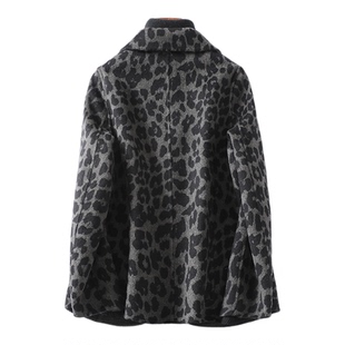 西服羊毛大衣女短款豹纹显瘦双面呢2025新款高端毛呢西装上衣外套