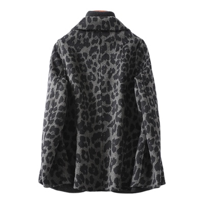 西服羊绒大衣短款豹纹显瘦外套女