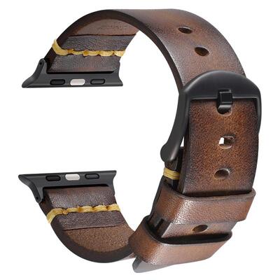 适用Apple Watch苹果Ultra2/3 iWatch11复古油蜡牛皮真皮手表表带