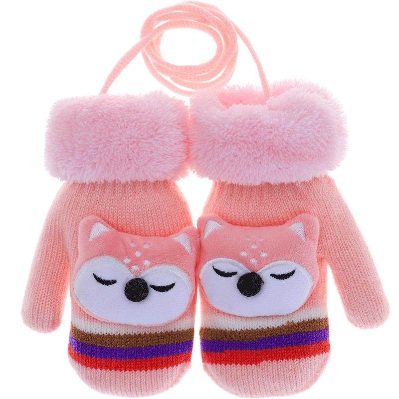 冬季儿童手套宝宝小女孩男童幼儿大小童加绒加厚保暖女童学生挂脖