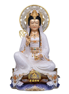 纯铜妙善观音坐像保平安家用摆件