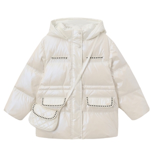 POLOWALK童装女童羽绒服鸭绒2025冬季新款羽绒外套时尚连帽上衣