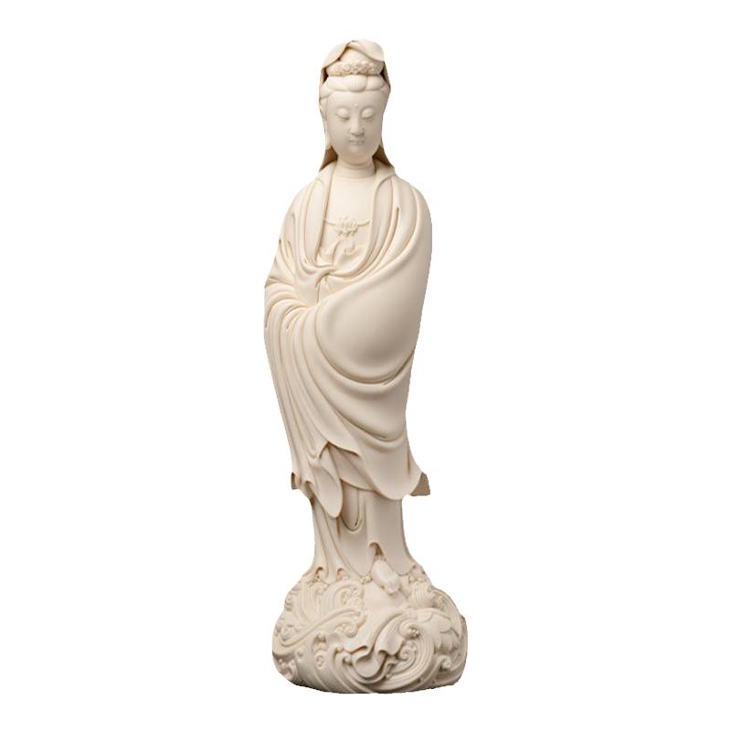 戴玉堂郑清海陶瓷摆件《渡海观音(素烧)》德化白瓷菩萨佛像艺术