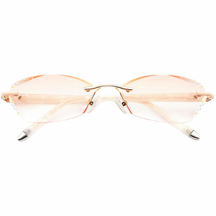 配近视眼镜防蓝光辐射女无框切边钻石平光护目变色散光专业有度数