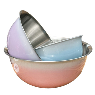 《精选渐变色》316不锈钢料理盆刻度食品级沙拉盆和面打蛋洗菜盆