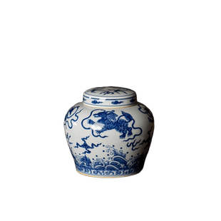 三勤堂景德镇青花茶叶罐海水麒麟储物密封防潮天字罐S53010成化