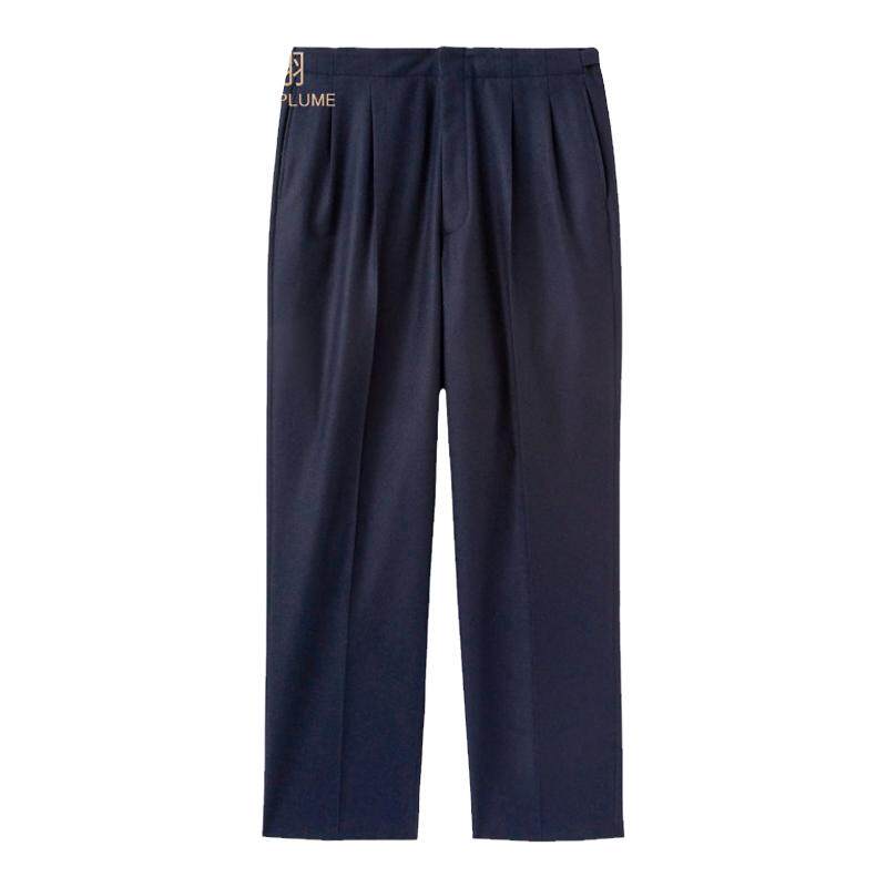 Loro Piana/诺悠翩雅男裤羊毛和羊绒混纺经典宽松青花蓝长裤