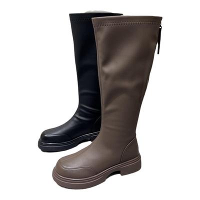 悦薇高品质女鞋冬季女士时尚棕色潮流长筒靴小个子厚底显高骑士靴