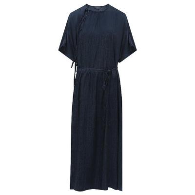 COCOBELLA[100%人丝]新中式暗纹提花连衣裙女国风飘带长裙FR3022