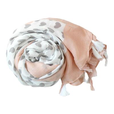 轻甜日记甜美小清新粉白棉麻围巾