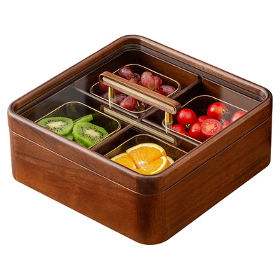 【过年热销10w+】胡桃木四格果盘