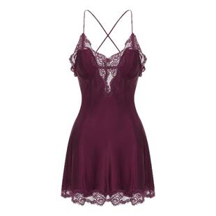 今夕何夕法式性感睡衣女纯欲带胸垫高级感蕾丝吊带露背诱惑睡裙