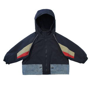 啦芙莱童装儿童夹棉工装拼接外套2025初冬新品男童冲锋衣棉服6117