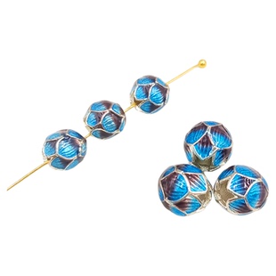 民族风珐琅彩配饰烧蓝莲花DIY手串配件景泰蓝隔珠朱砂手链配饰