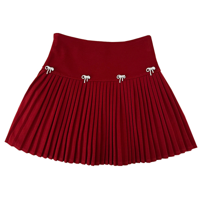 立体蝴蝶结扣毛呢半身裙