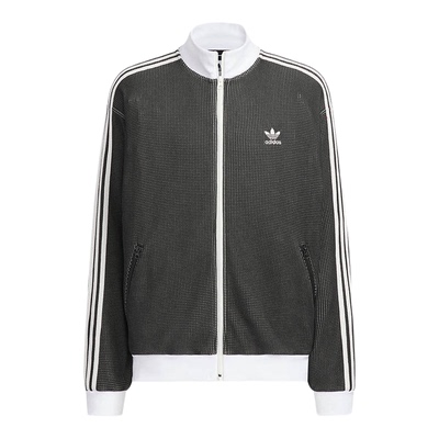 adidas阿迪达斯三叶草男针织华夫格立领运动宽松夹克外套 KC2619