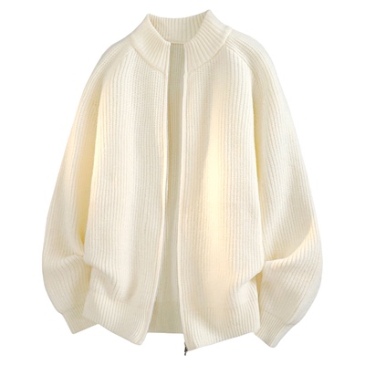 IDLE IDOL立领拉链针织开衫男灰色宽松百搭毛衣百搭款外套