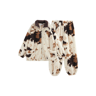 2025秋冬新款珊瑚绒睡衣女简约高级感晕染加绒家居服两件套礼盒装