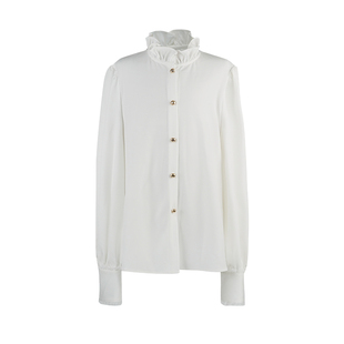 COOLLINE林子熙 爱物 小金扣百搭不易皱衬衫女气质小立领衬衣