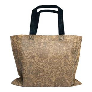 复古无纺布袋定做香槟杏黄色蕾丝玫瑰服装衣服鞋盒购物礼品袋批发